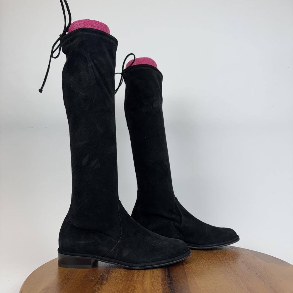 New Womens Stuart Weitzman Kneezie City Black Suede Knee High‎ Boots Size 5 NWOB